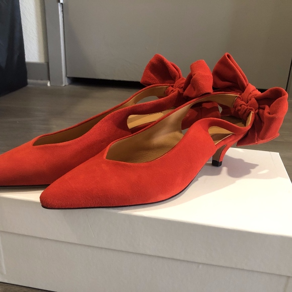 ganni bow kitten heels